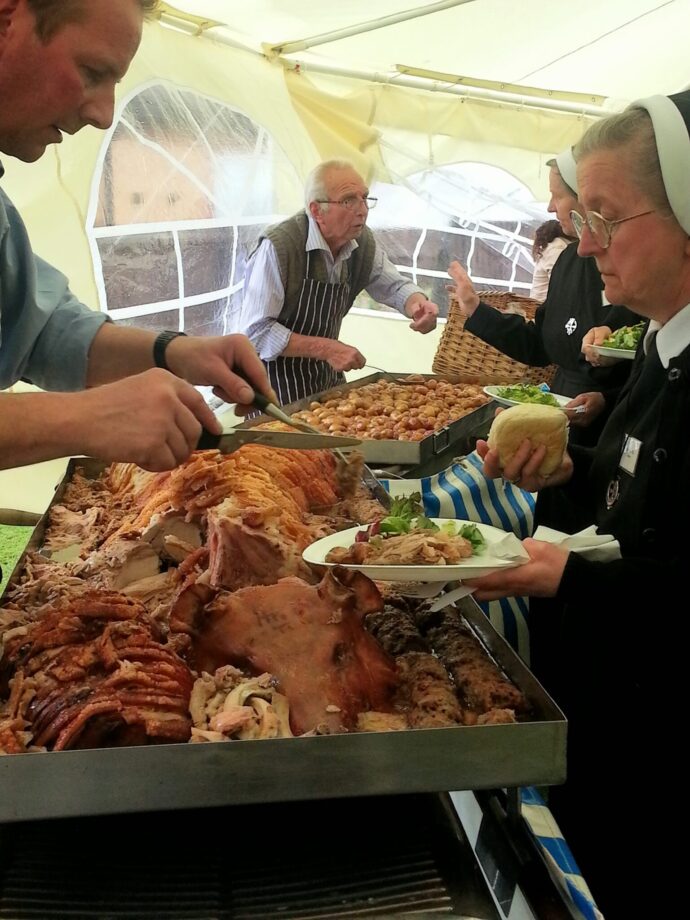 Serving up hog roast